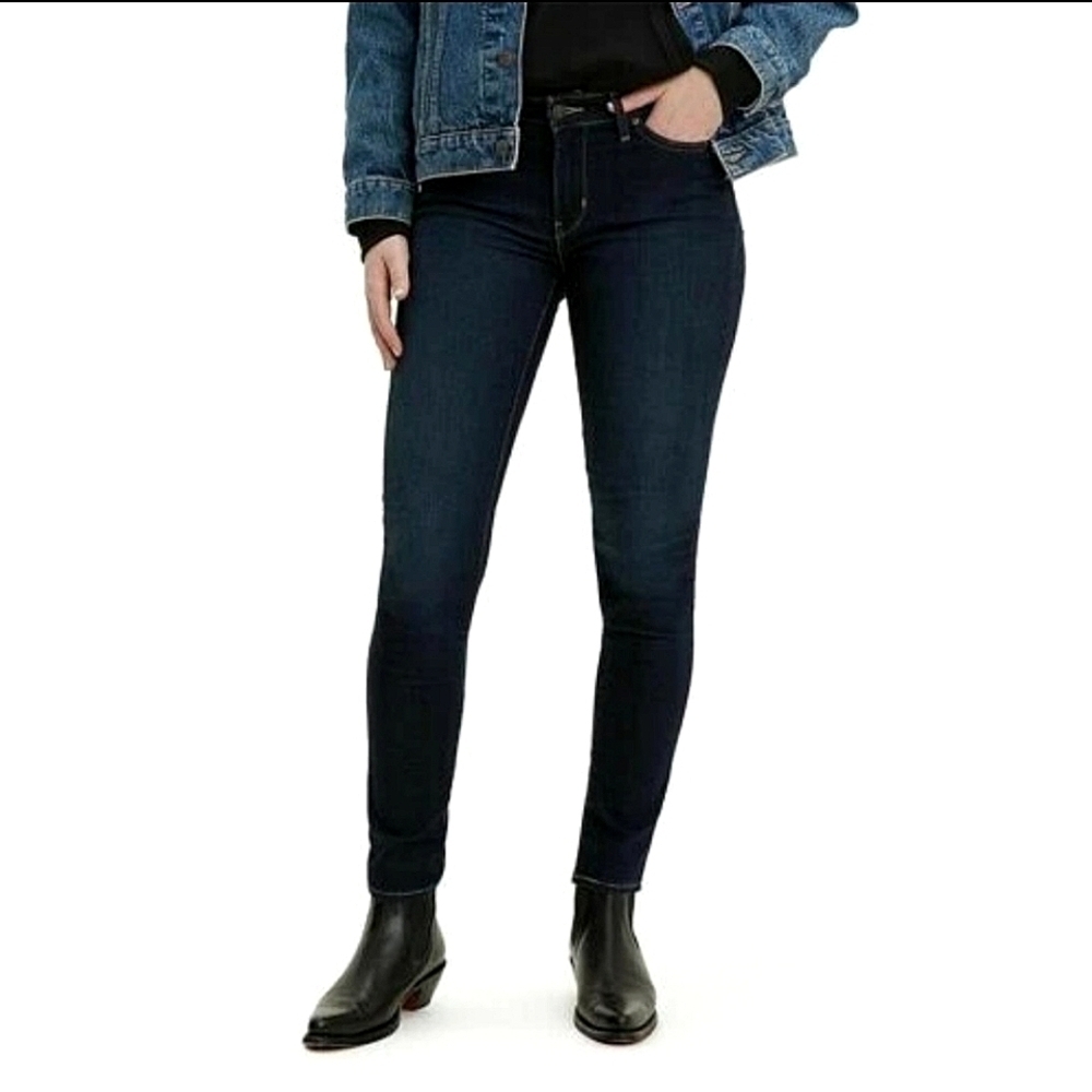 Levi's 711 Skinny Jeans Dark Wash Straight Leg Mid Rise Stretch Denim Size 26/32